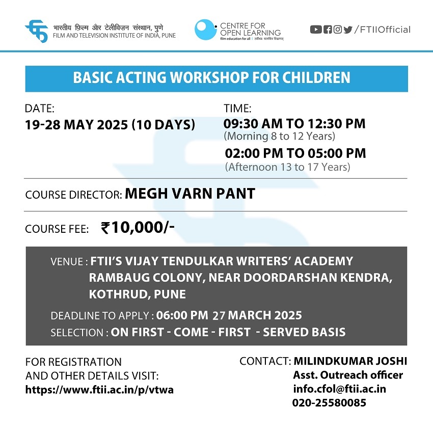 Basic Acting Workshop for Children in Pune (19-28 May 2025)